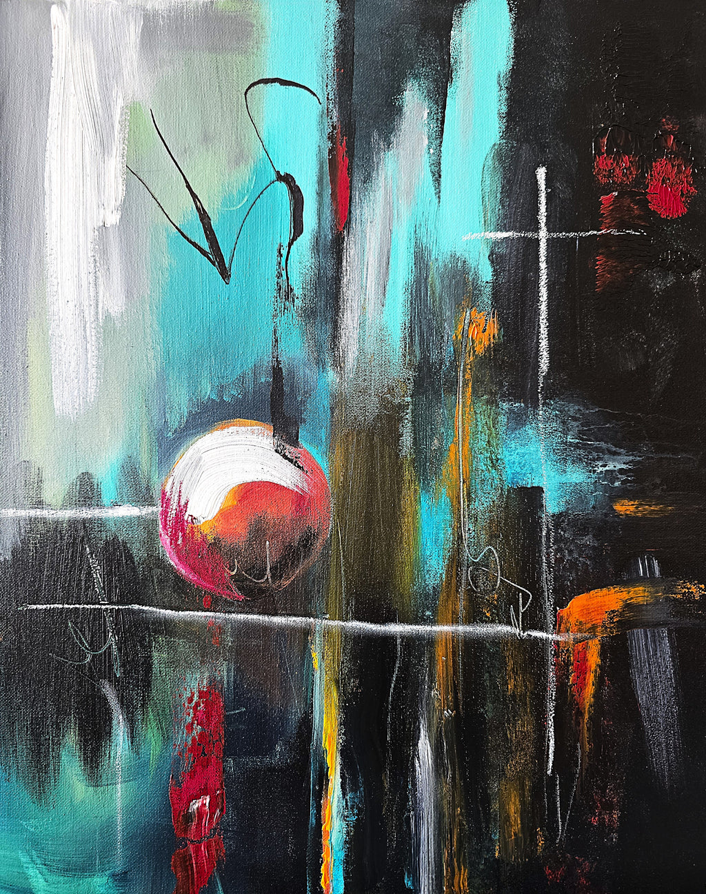 Teal and Black Abstract