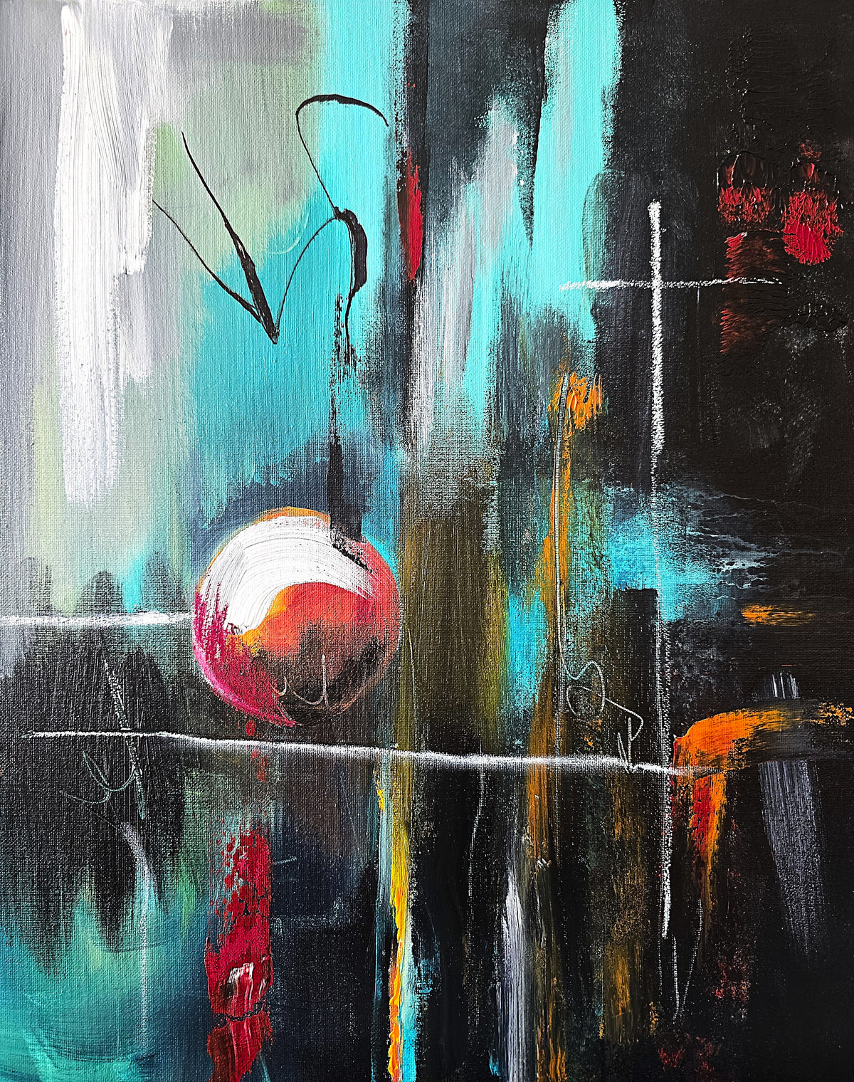 Teal and Black Abstract