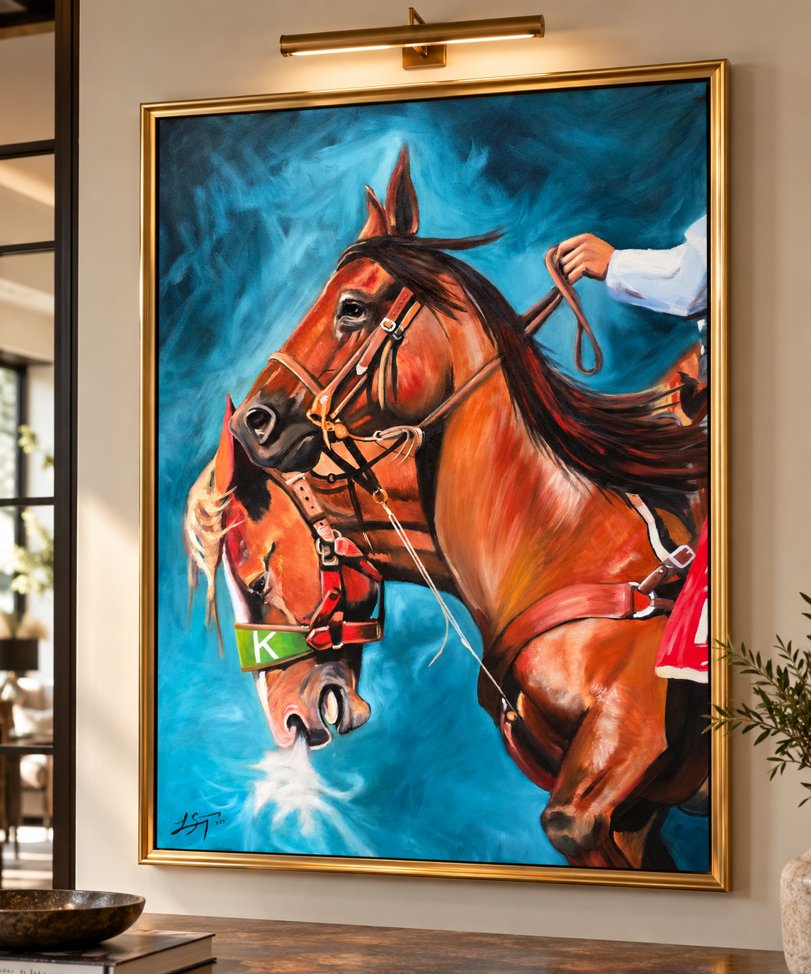 Fight the Fight |Original Western Art, Horse Wall Decor| Oil on Canvas 48x36