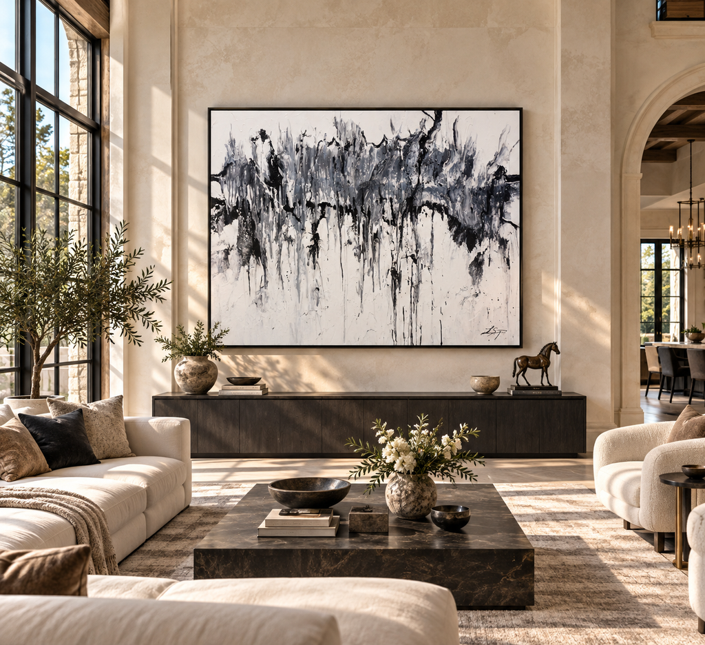 "Truth is Black and White" Original Abstract Acrylic Painting on Canvas | 4 × 5 Feet