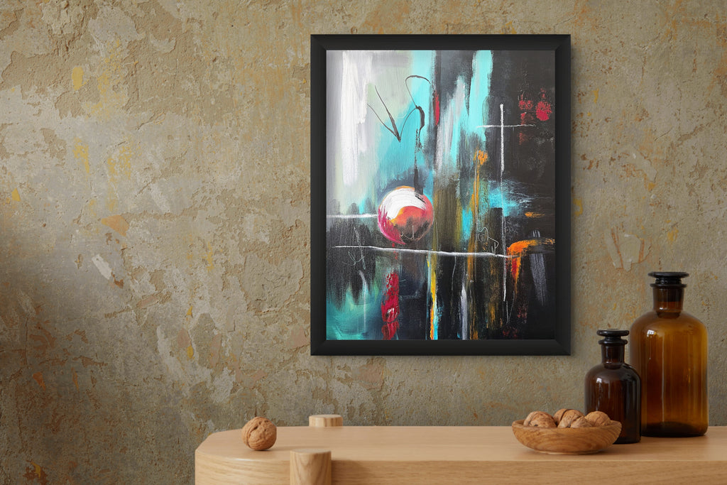Teal and Black Abstract